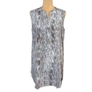 NWT Acrobat 100% Silk Sleeveless Blouse Sz.M Gray Snake Print Quiet Luxury